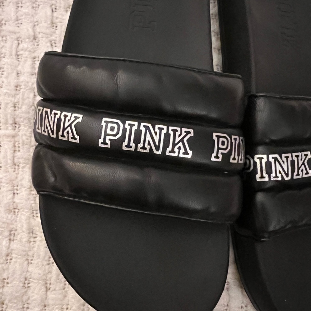 PINK Victoria's Secret Black Logo Slide Sandals - Picture 2 of 3